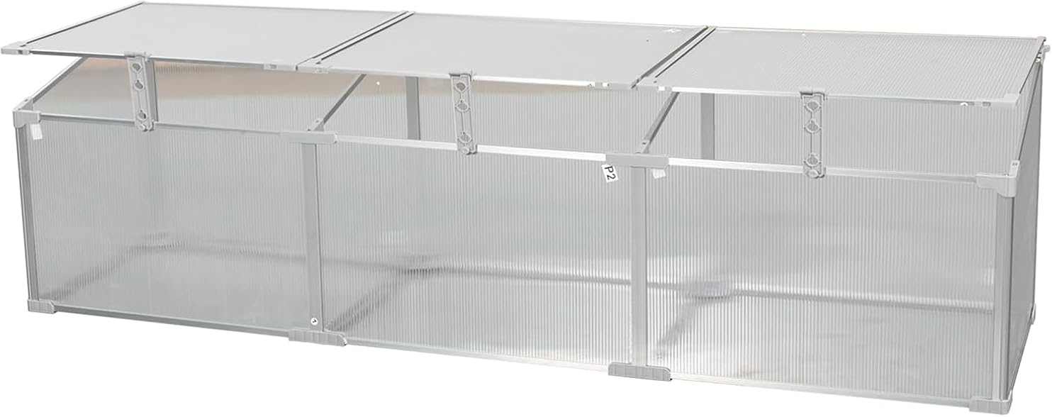 Polycarbonate Outdoor Greenhouse with Openable Roof, Mini Cold Frame Plant Shelter for Winter, Weather-Resistant Garden Structure for Backyard, Patio, Balcony, and Terrace