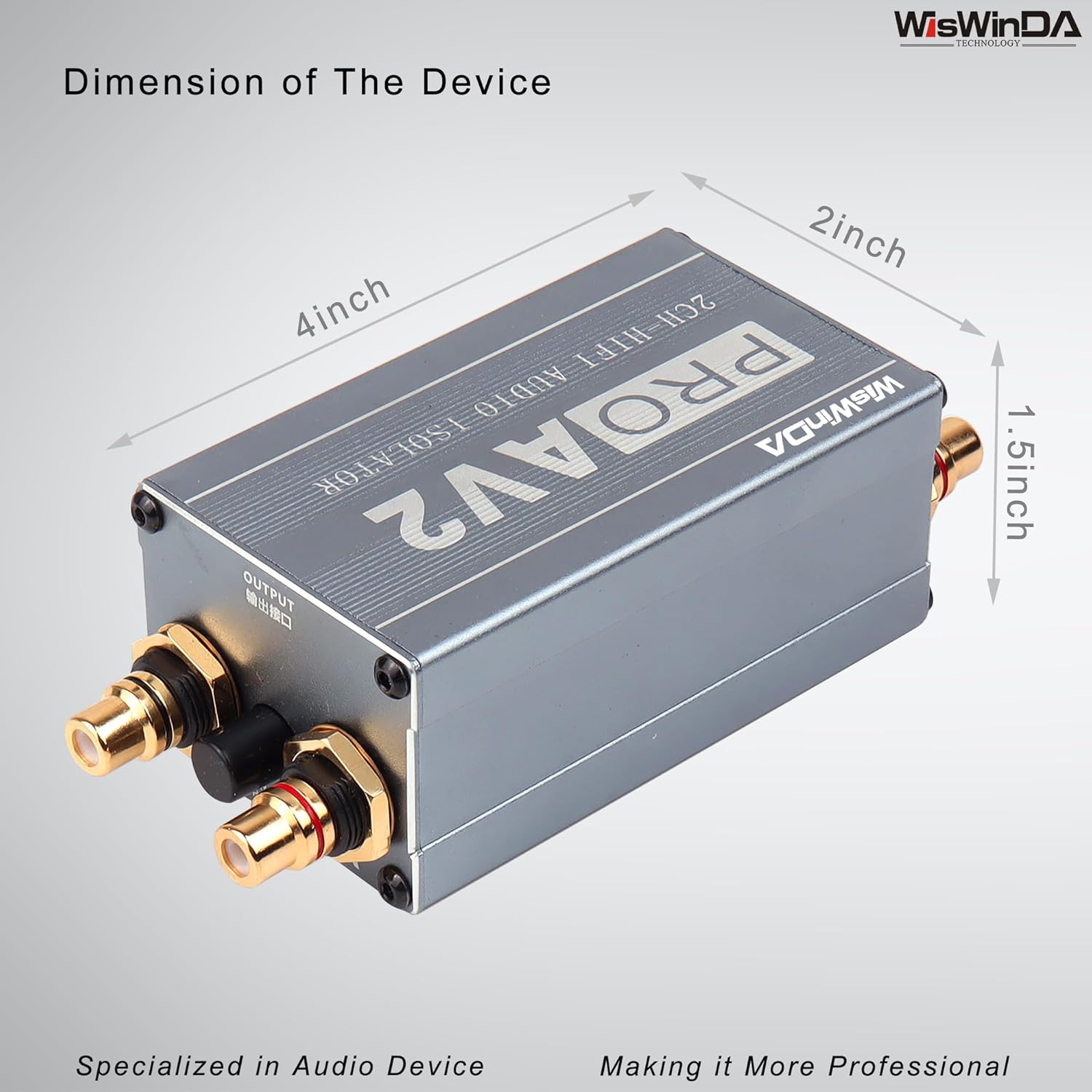 Pro 2Channels RCA Noise Filter Hum Eliminator Ground Loop Isolator (No Affect Bass) for HiFi Stereo Home Theater Car Audio Player (Silver-Gray (2CH HiFi Stereo RCA))