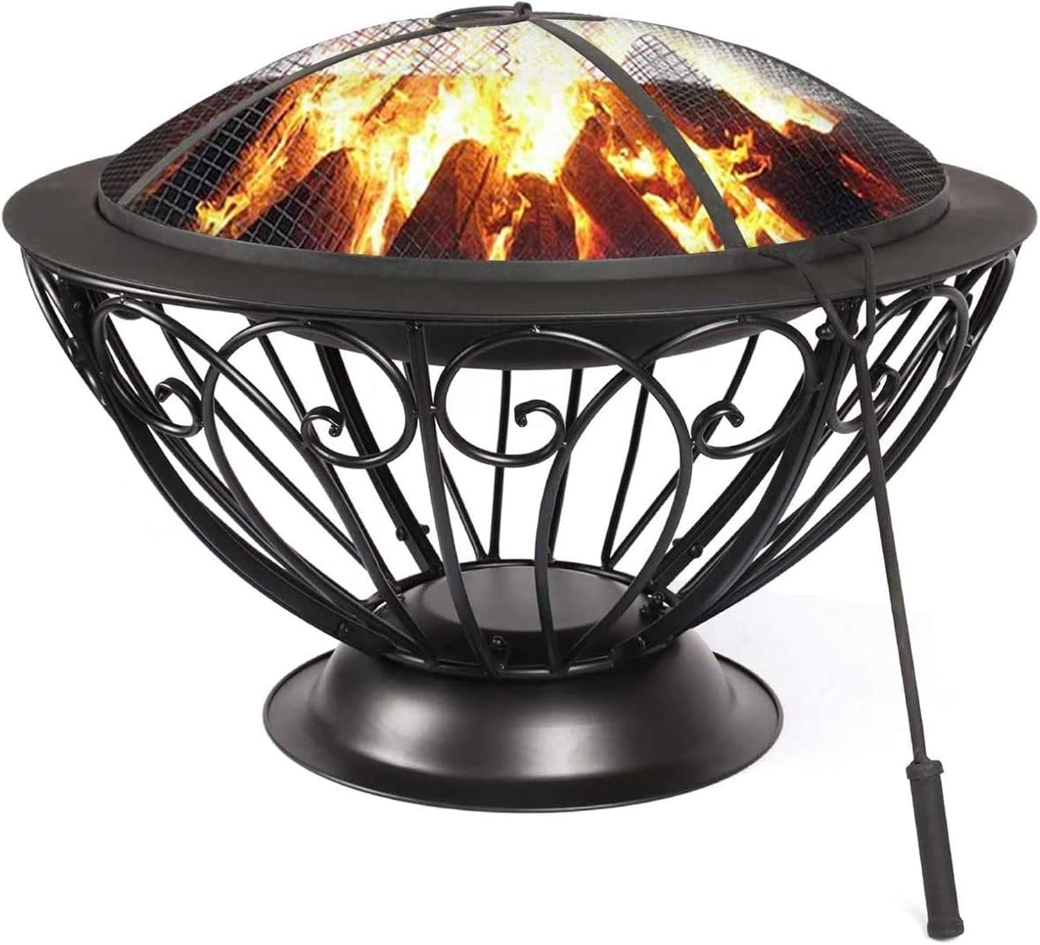 Fire Pit Portable Outdoor Fire Bowl, 20 Inch Wood Burning BBQ Fire Pits, with Spark Screen Poker Fire Pit