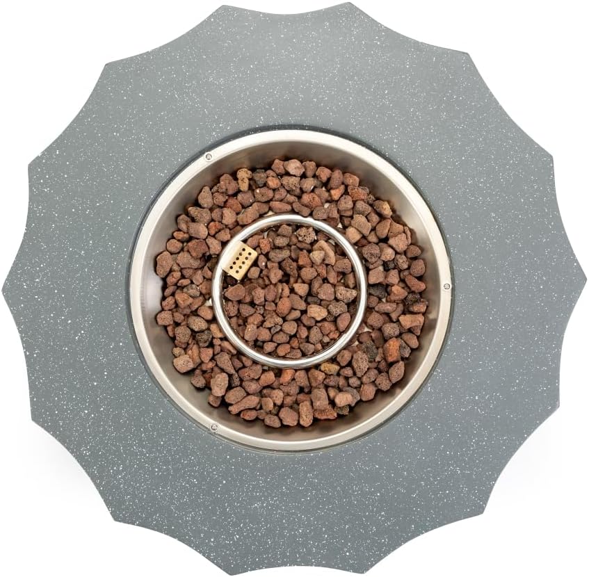 36 Inch Round Propane Fire Pit Table with Concrete Base for Patio, Backyard, Garden - Gray Finish with Lava Rocks & Rain Cover