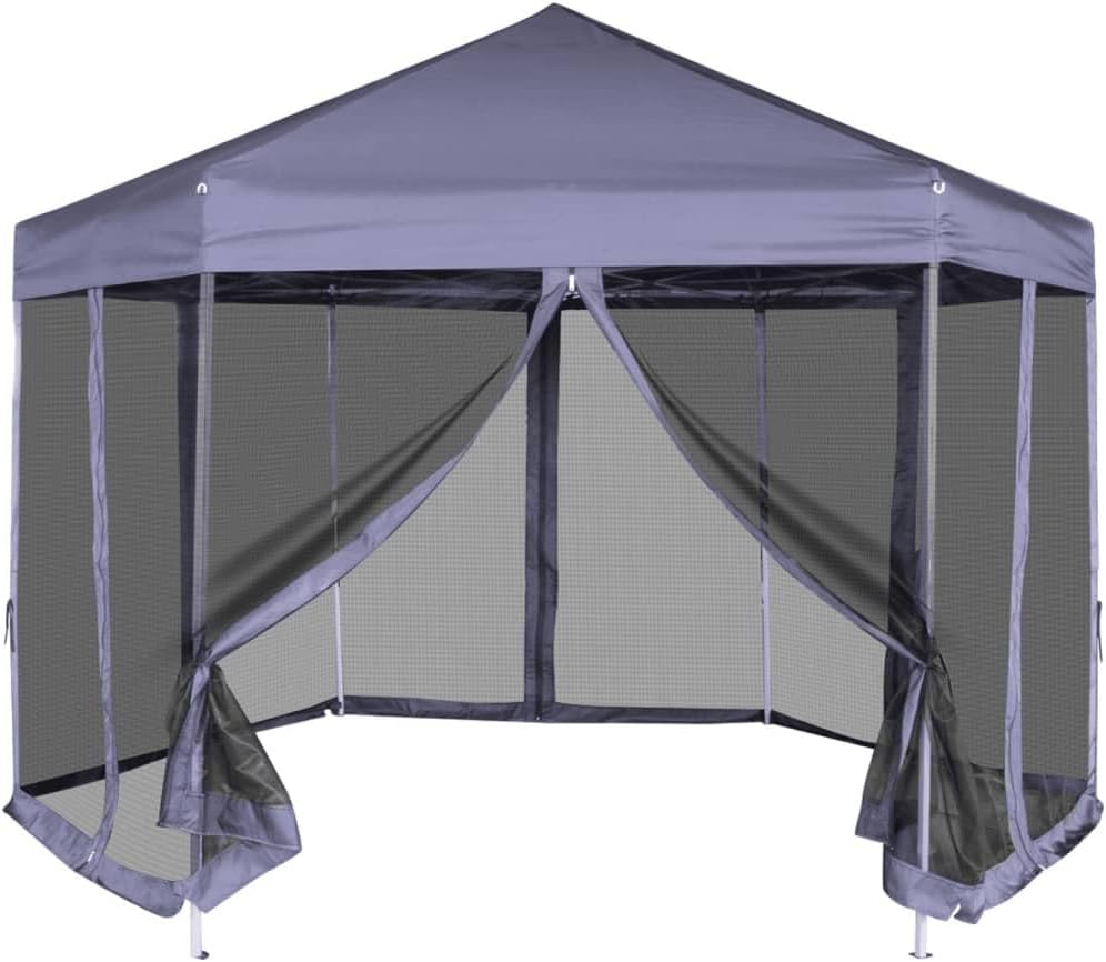 Hexagonal Pop-Up Marquee with 6 Sidewalls Dark Blue 11.8'x10.2',Water-Resistant Pop Up Gazebo Canopy for Outdoor Events and Backyard Shade Outdoor Structures, Outdoor Canopies, Gazebos