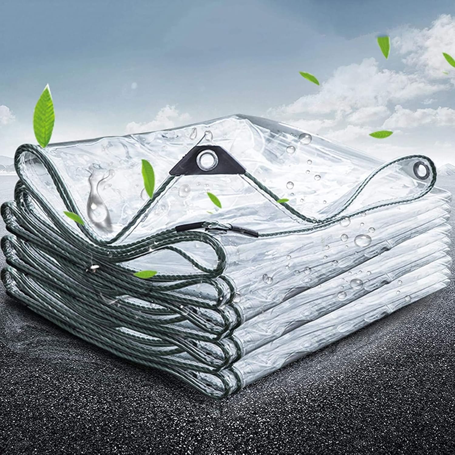 Clear Tarps Heavy Duty Waterproof PVC Transparent Tarpaulin Clear Vinyl, with Metal Grommets,for Greenhouse Plant Cover,0.3mm Clear Awning, for Covering Garden Plant Camping Supplies(Custom Size)