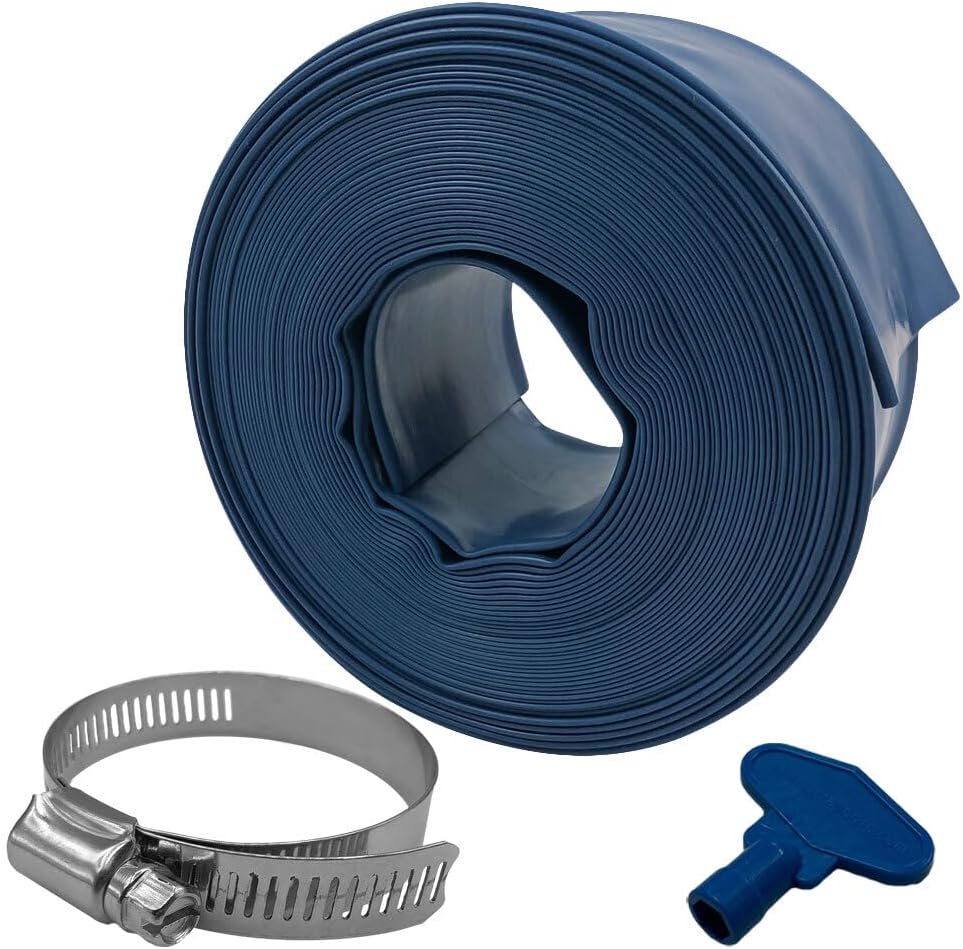 Replacement for Puri Tech Heavy Duty Pool Backwash Hose Includes Clamp and Key 2 in x 50 ft Repair Parts