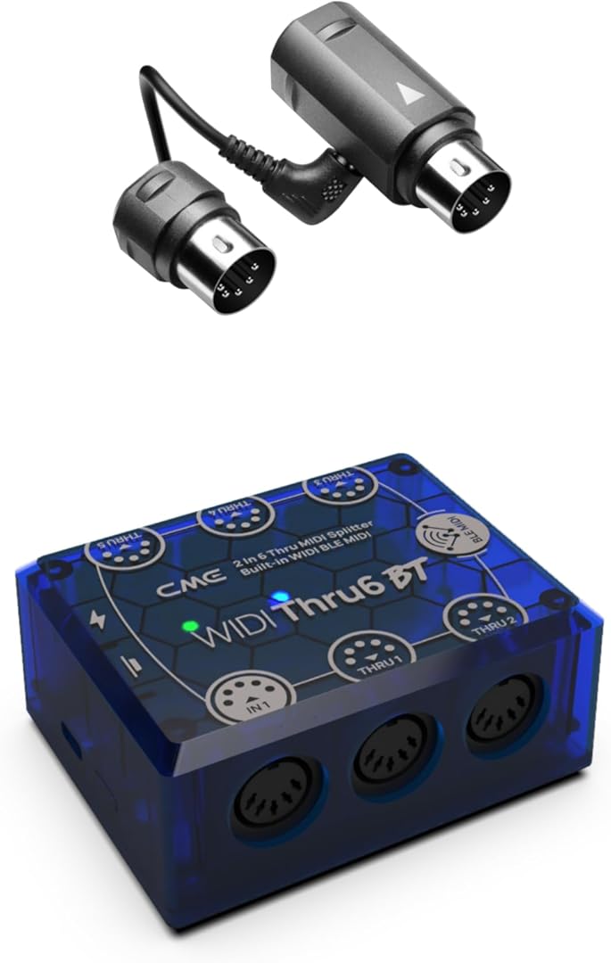 CME WIDI Thru6 BT + WIDI Master - Advanced Bluetooth MIDI + Hybrid MIDI Thru Set for standard 5-pin DIN MIDI