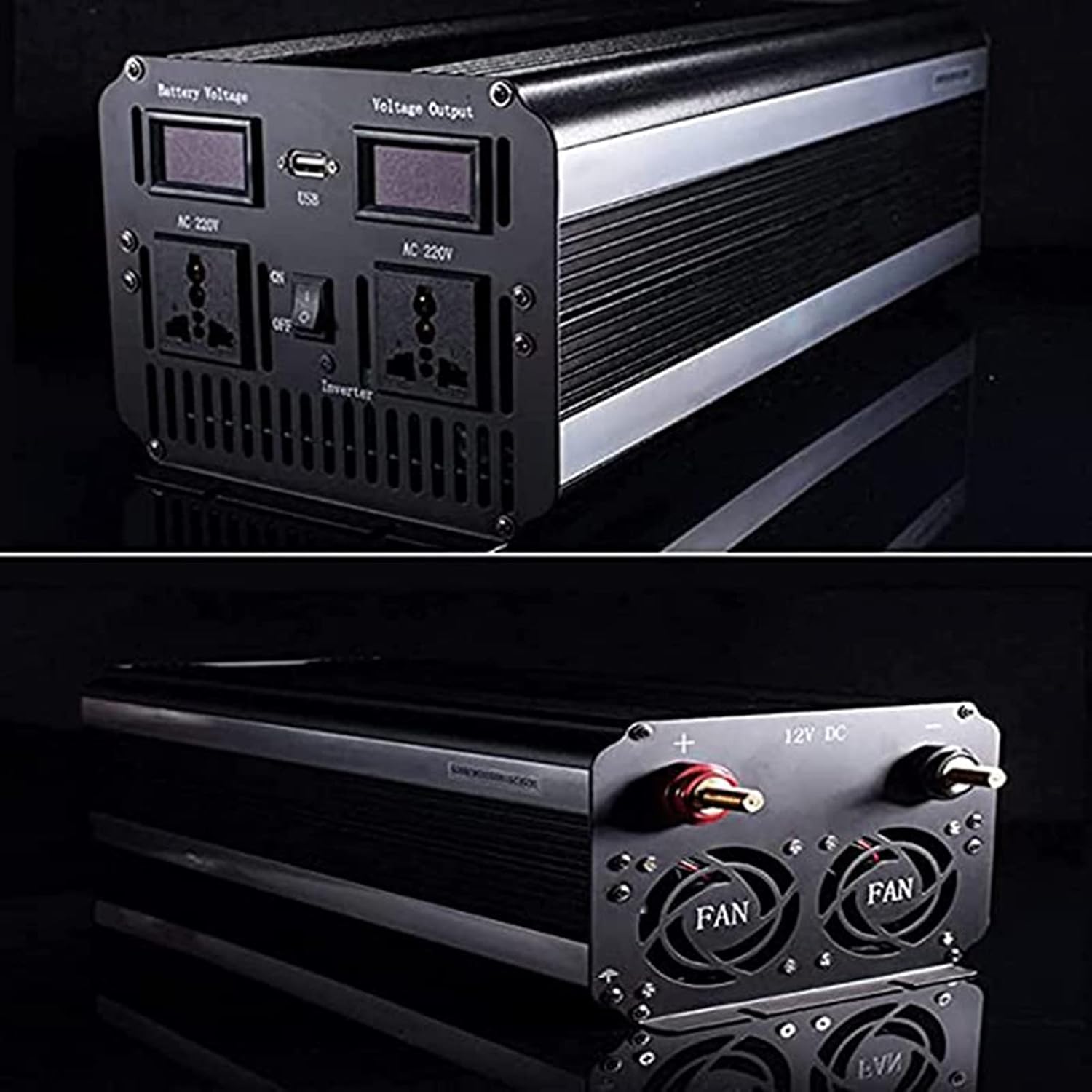 3200W 5000W Pure Sine Wave Power Inverter 12V/24V to 220V Car Truck Voltage Converter,Plug for Cigarette Lighter,USB Charging Port and Direct Connection to Car Battery,24V-8000W