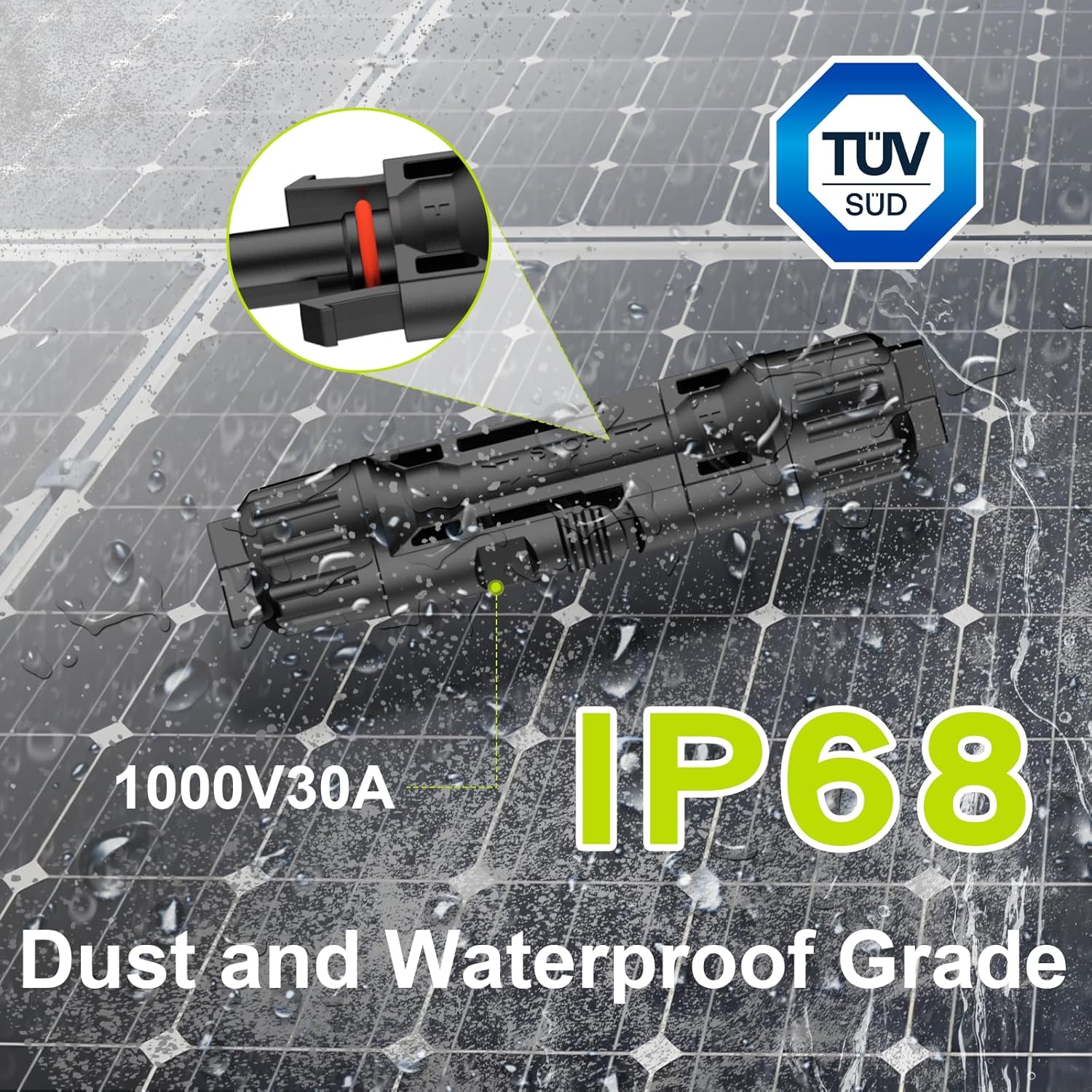 10 Pairs Solar Connector (10AWG) and Solar Cable Extension 50Ft