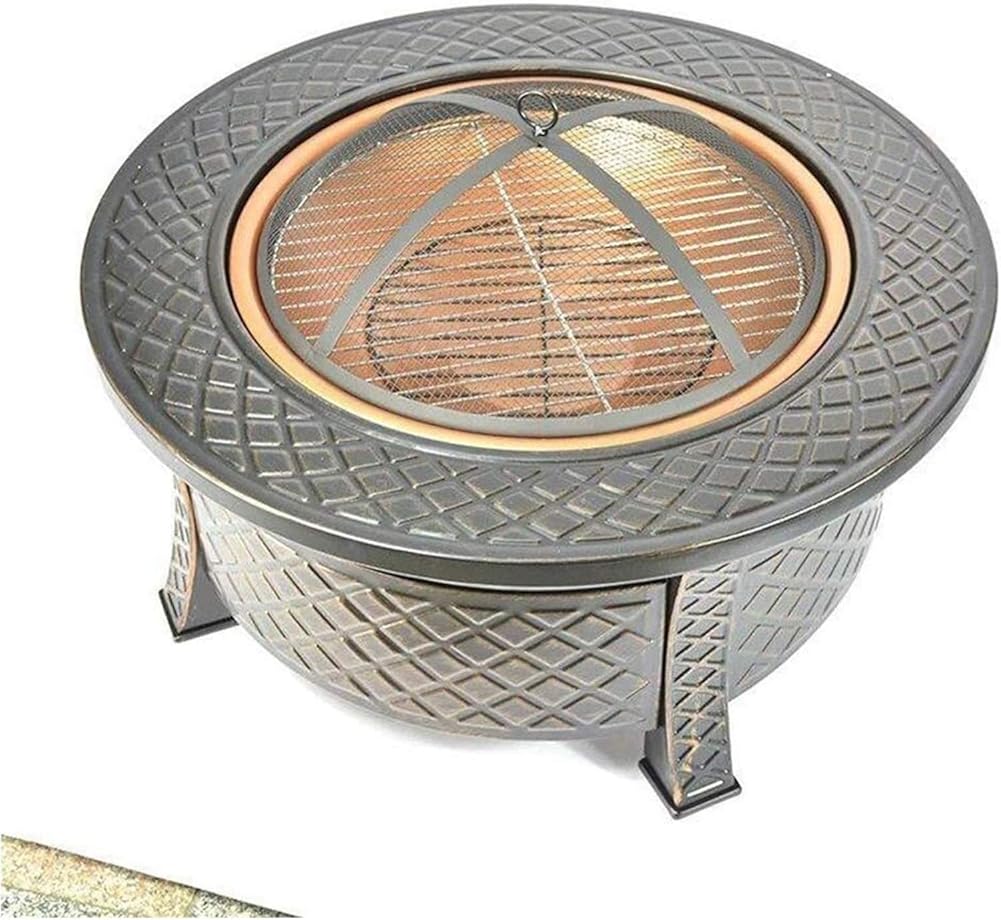 Fire Pits Outdoor Wood Burning Outdoor Fire Pit Bonfire Wood Burning Patio Coal Grill Firepit for Outside Grill Charcoal Smokeless Grill with Spark Screen Poker with Cover BBQ Cooking for Outside Camp