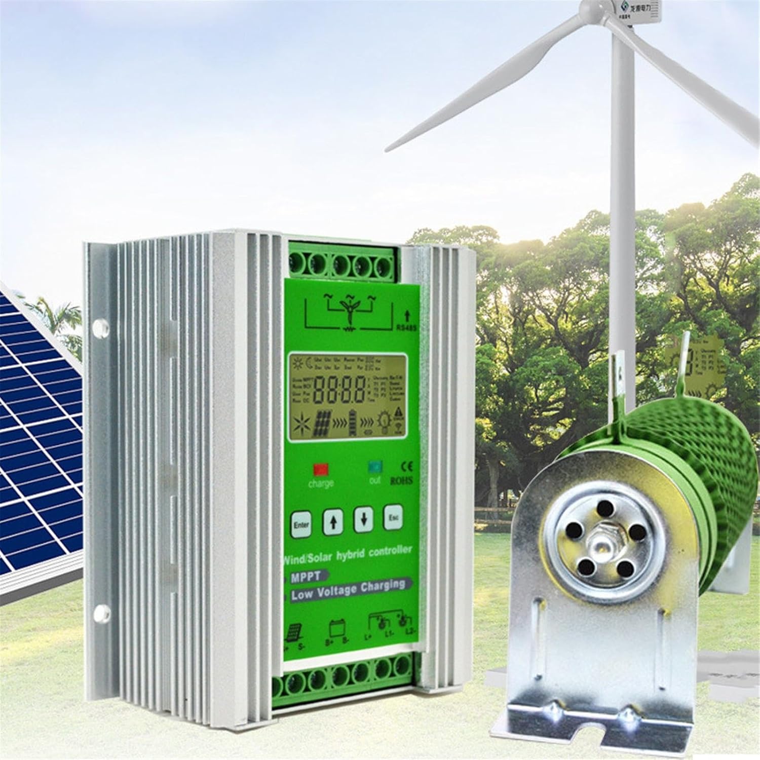 Solar Wind Hybrid MPPT Charge Controller 4000w/6000w/8000w/10000w/12000w, 12V/24V/48V Auto Distinguish for Off Grid Home Use Wind Generator, Mppt Boost Charging (10000w 12V/24V)