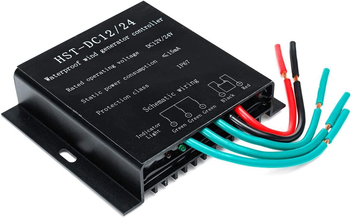 3000W-9000W Wind Generator Wind Turbine DC 12V/24V/48V Battery Charge Controller Regulator IP67 Water Proof for Wind Turbine System (Black)