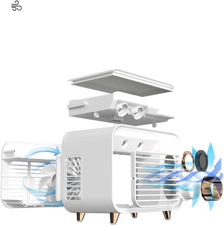 Portable Air Conditioner-2000mAh Rechargeable Personal Air Cooler with 5 Speeds, Quiet Mini Air Conditioner Fan, Desk Cooling Fan for Home, Bedroom, Travel, and Office (Color : Black)