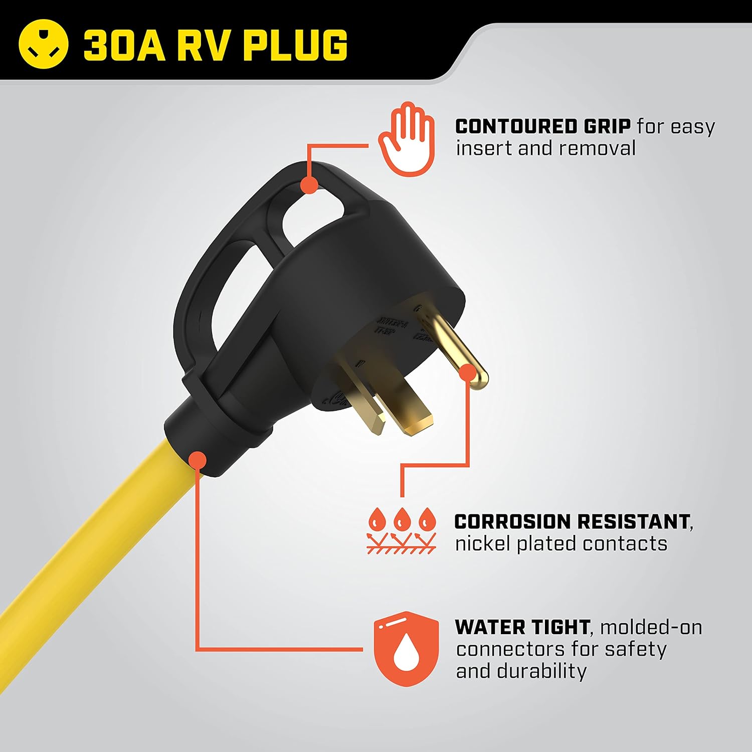 Champion Power Equipment 30-Foot 30-Amp 125-Volt RV Generator Power Cord, (TT-30P to L5-30R)