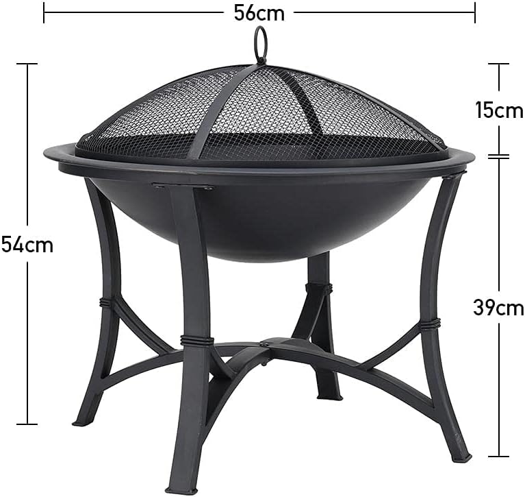 Garden fire Pit with Grill Shelf Outdoor Fire Bowl Charcoal Wood Burner