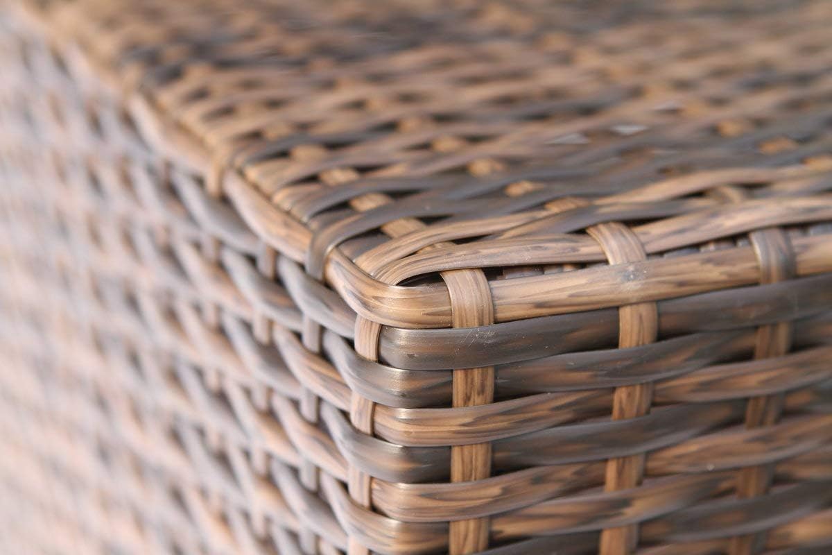 Charming Rectangular Fire Pit Table for Relaxation, Elegant Glass Top and Wicker Base, Outdoor Gatherings, Brown