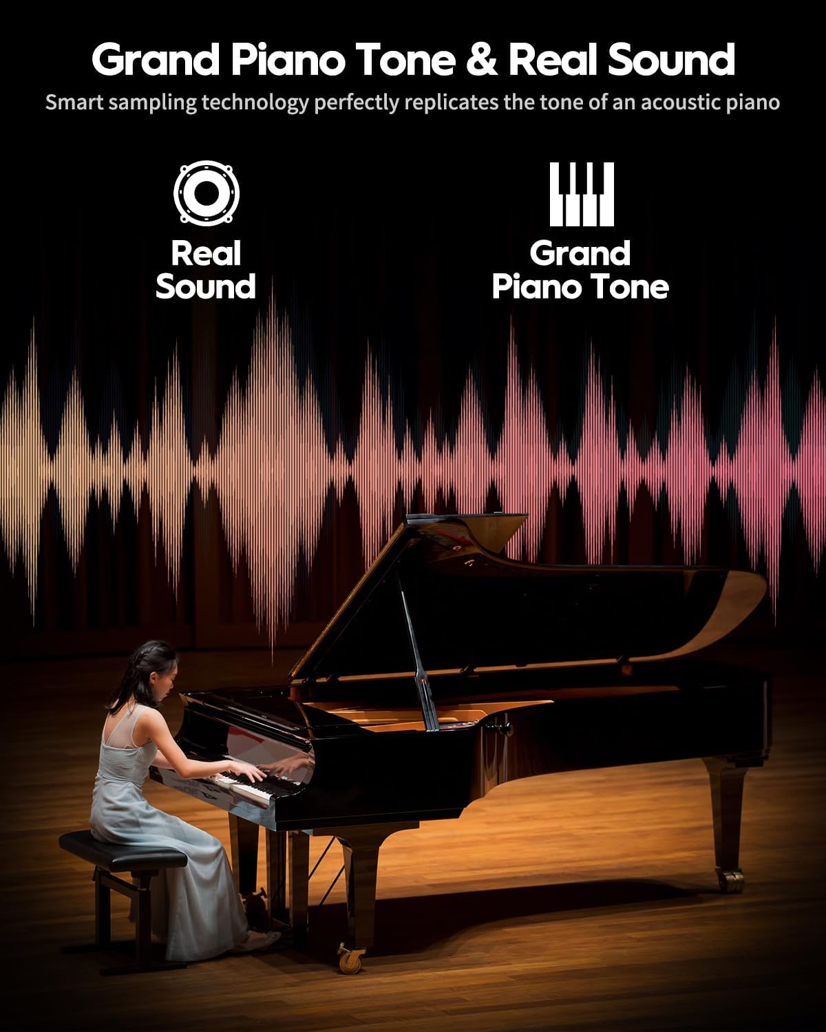 STRICH 88 Keys Digital Piano, Hammer-Action Fully Weighted Keyboard, Cover Designed Electric Piano Keyboard with Furniture Stand, Headphones, Three Pedal, Brown, SDP-400