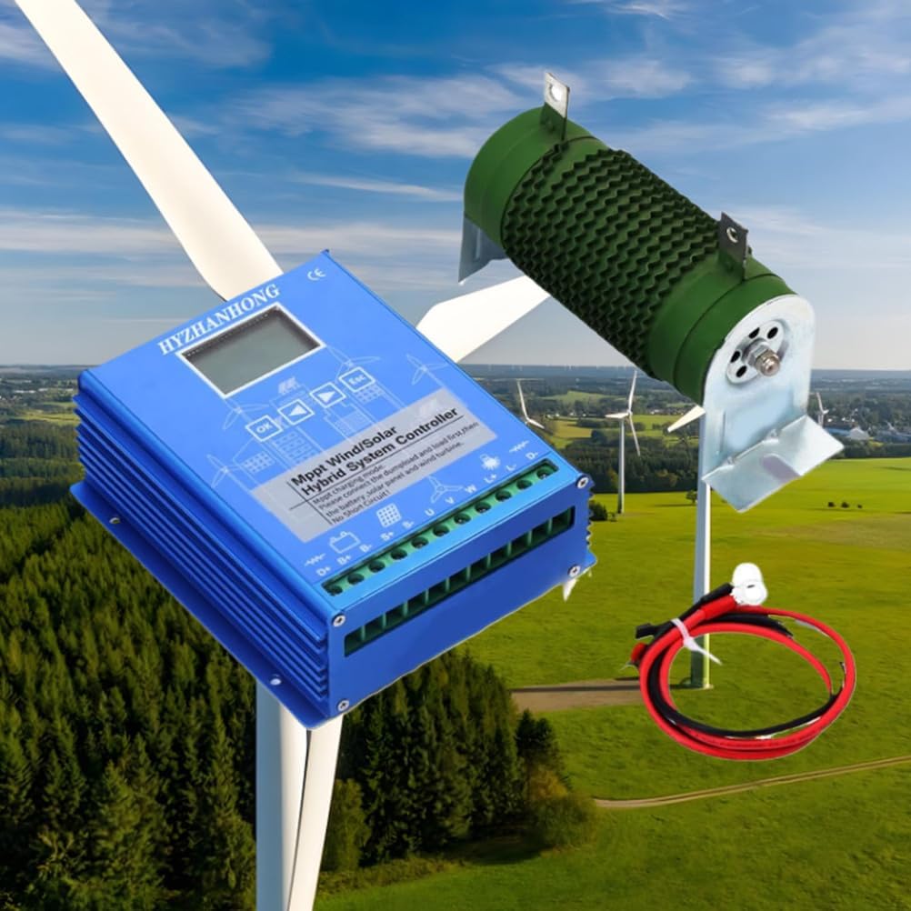 3000W Wind Solar Hybrid System MPPT Charge Controller,12V 24V 48V 220V with Dump Load Wind Turbine Generator Solar Panel Auto Regulator,Blue,220V