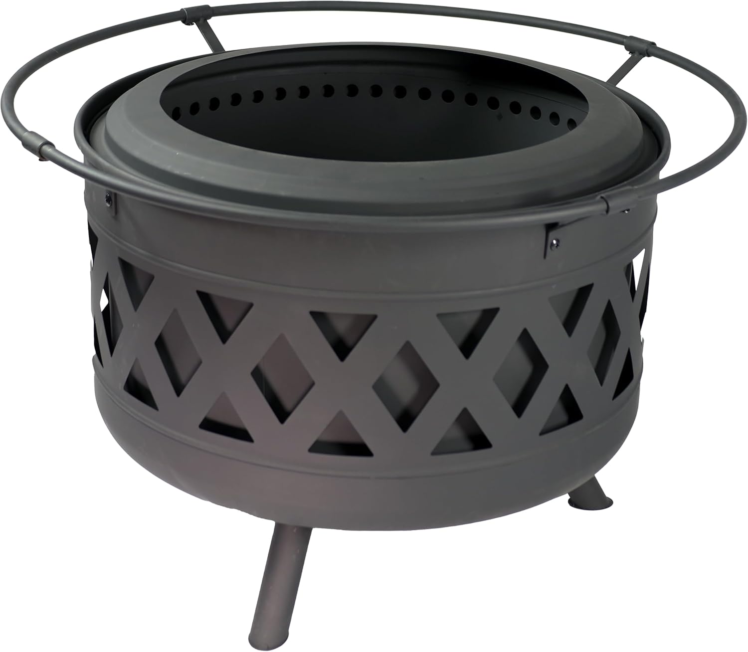 Sunnydaze 30-Inch Crossweave Smokeless Wood-Burning Fire Pit with Cover and Poker - Steel Outdoor Smokeless Fire Pit for The Backyard