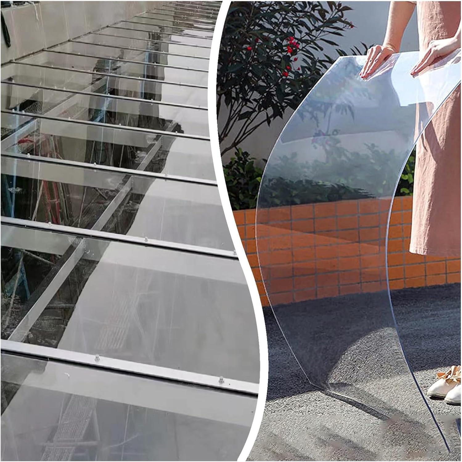 Polycarbonate Roof Panel, 1.2mm Arch Shaped Greenhouse Clear Roofing Panels UV Resistant All-Weather Acrylic Plastic Sheets, Shatterproof Outdoor Garden Covering Canopy(1.56x4m/5.1x13.1ft)