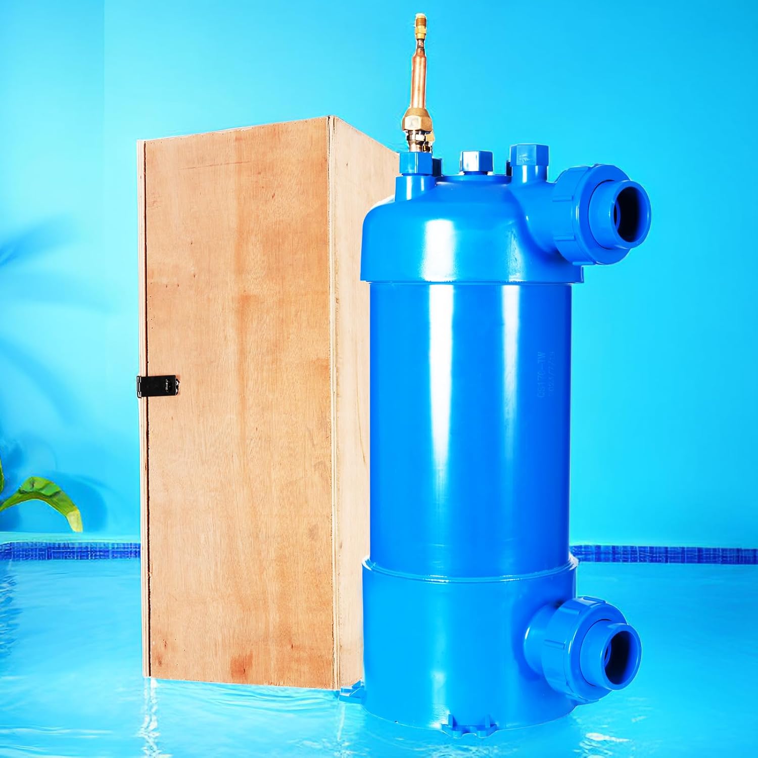 Pool Heat Exchanger Titanium Twisted Tube PVC Shell for Swimming Pool Heat Pump Solar Spa Heating and Cooling(102kBtu / 30kw)