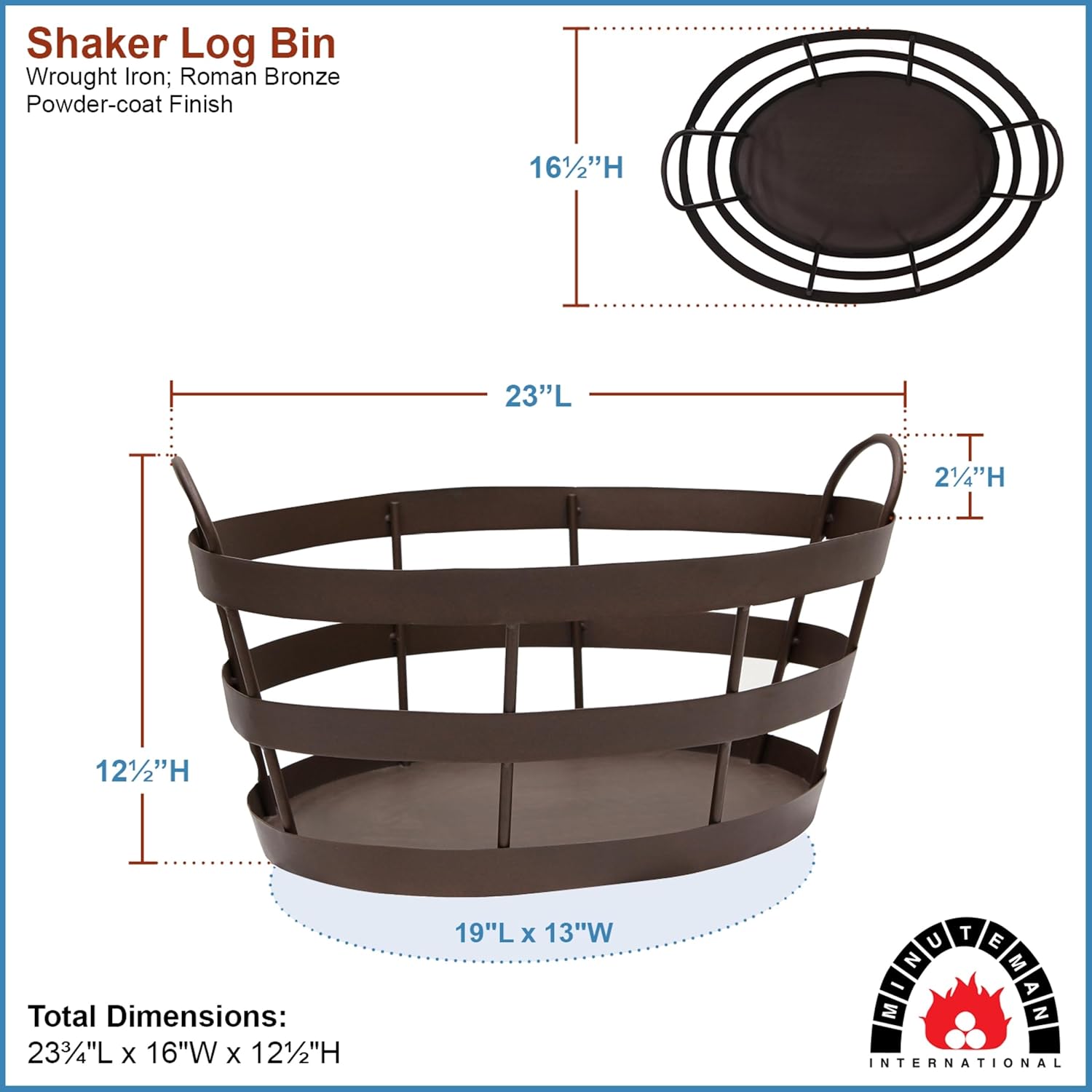 Roman Bronze, Shaker Log Bin