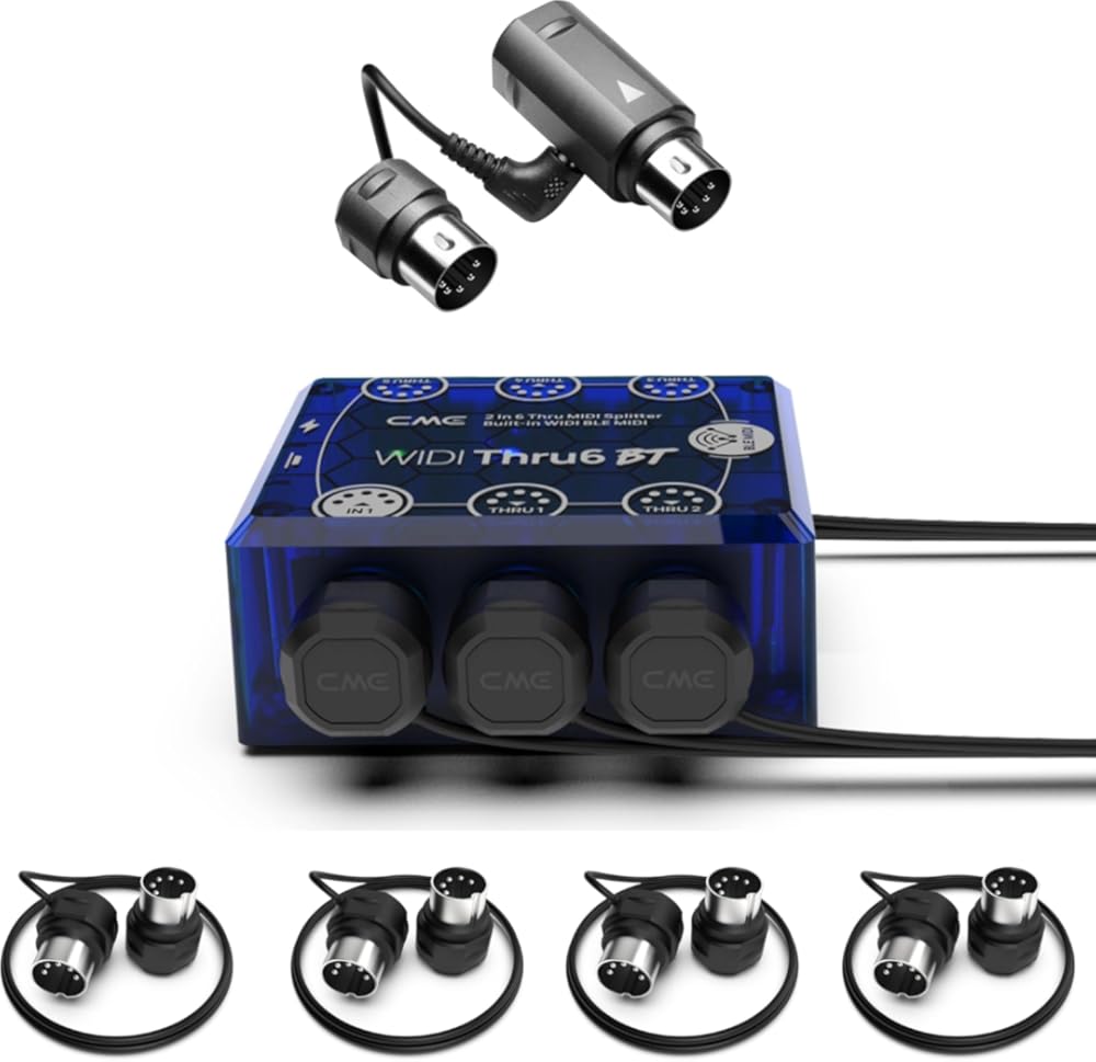 CME WIDI Thru6 BT + WIDI Master + 1-FT MIDI Cable 4-Pack - Advanced Bluetooth MIDI + Wired MIDI Thru Set