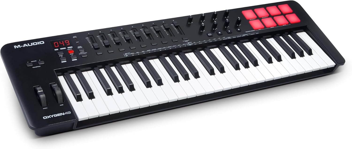 M-AUDIO Oxygen 49 (MKV) Key USB MIDI Keyboard Controller with Beat Pads, Smart Chord, Scale Modes, Arpeggiator and Native Instruments Sound Package (NKS Integration)