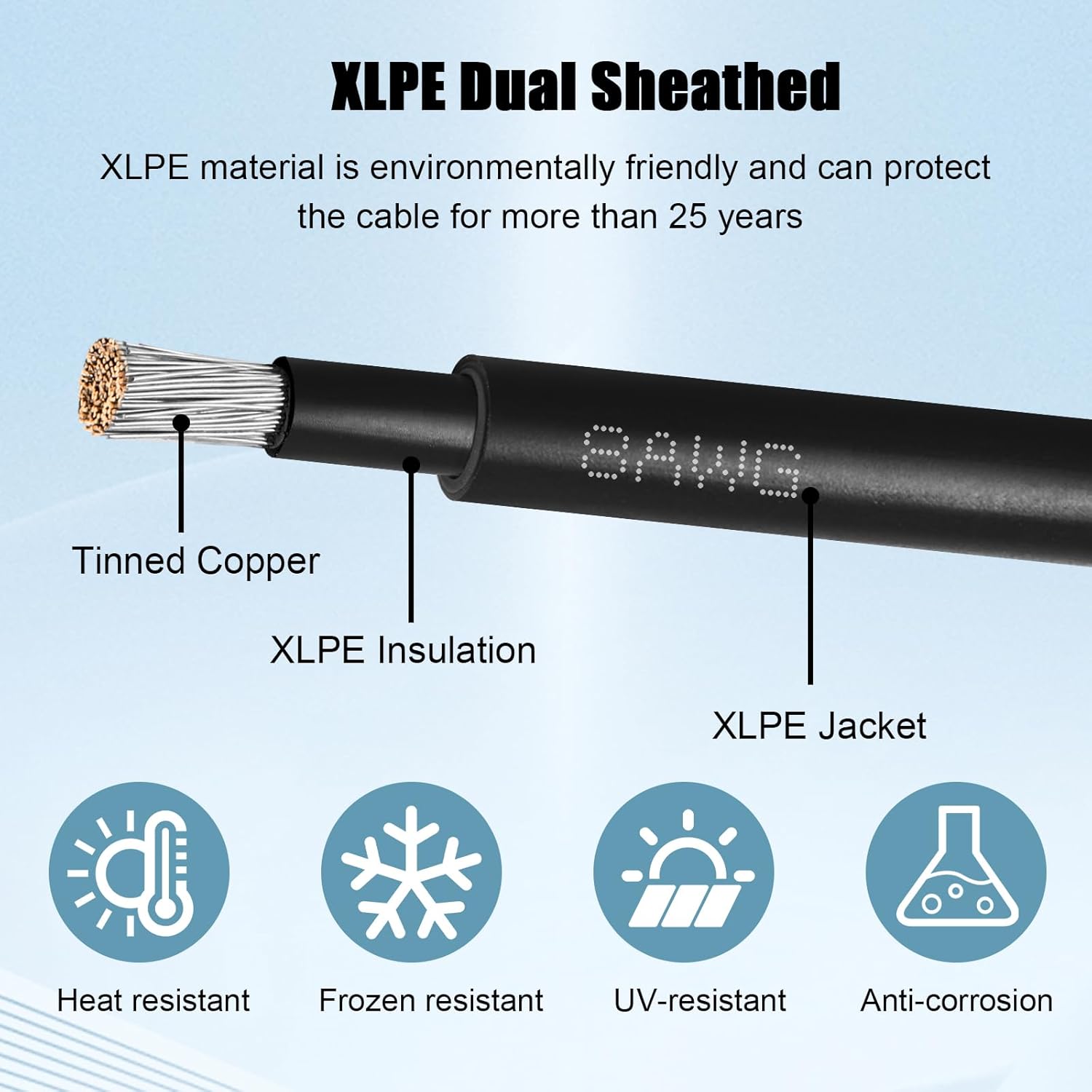 8 AWG Solar Extension Cable 30FT Black + 30FT Red, 8 Gauge Solar Panel Wire Male to Female Tinned Copper Wire for Solar Panel, Automotive, RV, Boat, Outdoors