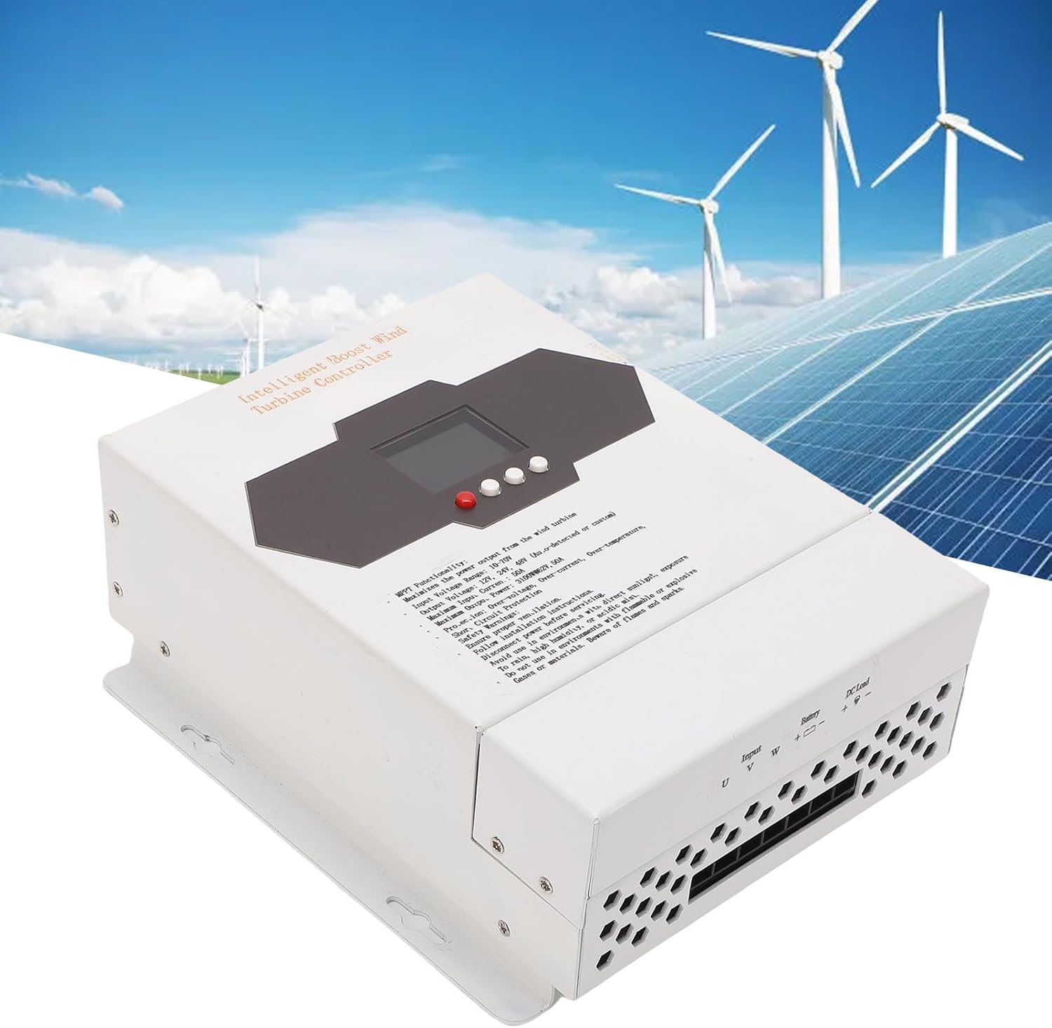 WALFRONT Boost MPPT 1000W Wind Charge Controller 12V/24V/48V Wind Power Digital Regulator with LCD Display Mppt Boost Charging for Home Boat Street Lights