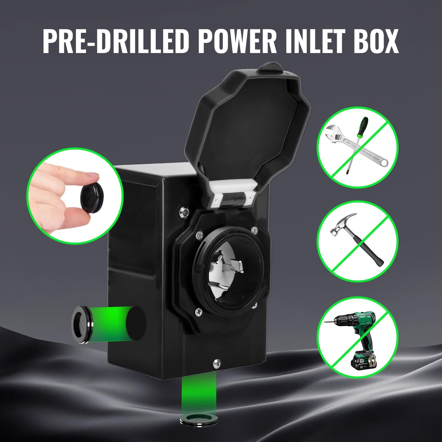 50 Amp 15FT RV Extension Cord Set with Power Inlet Box, Heavy Duty NEMA 14-50P to SS2-50R Generator Cord, 125/250V 12500W Twist Lock Cable for RV, Trailer, Camper, Home Backup