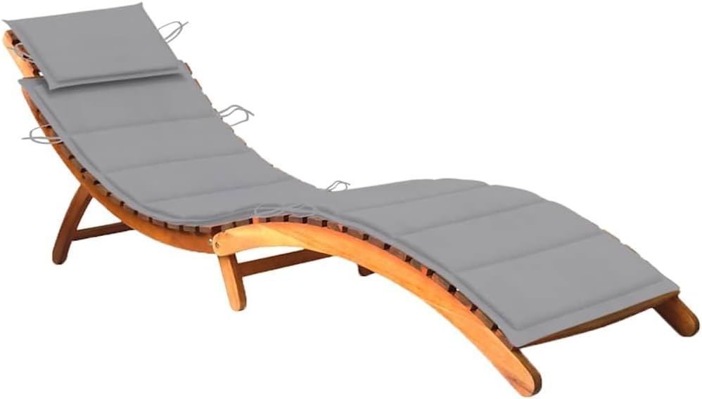 Patio Lounges Patio Sun Lounger with Cushion Solid Acacia Wood
