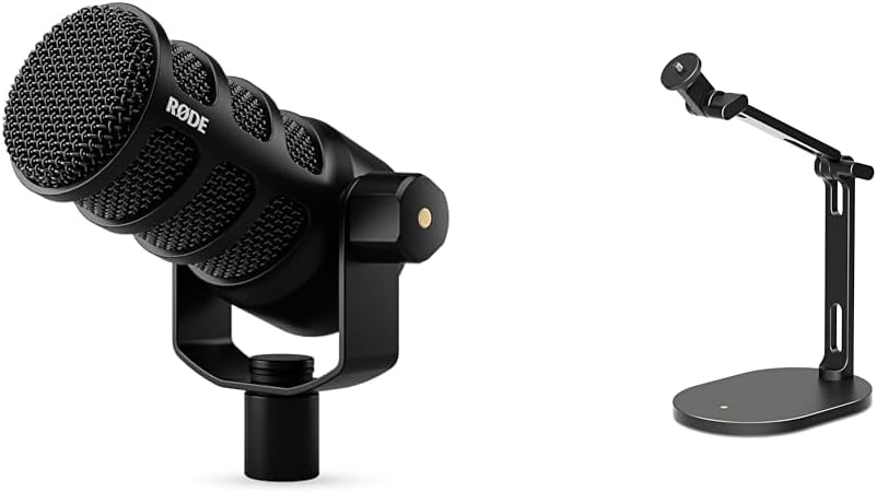 RØDE PodMic USB Versatile Dynamic Broadcast Microphone with XLR and USB Connectivity for Podcasting & DS2 Desktop Studio Arm for Microphones, Cameras, Smartphones, Lights and Other Accessories