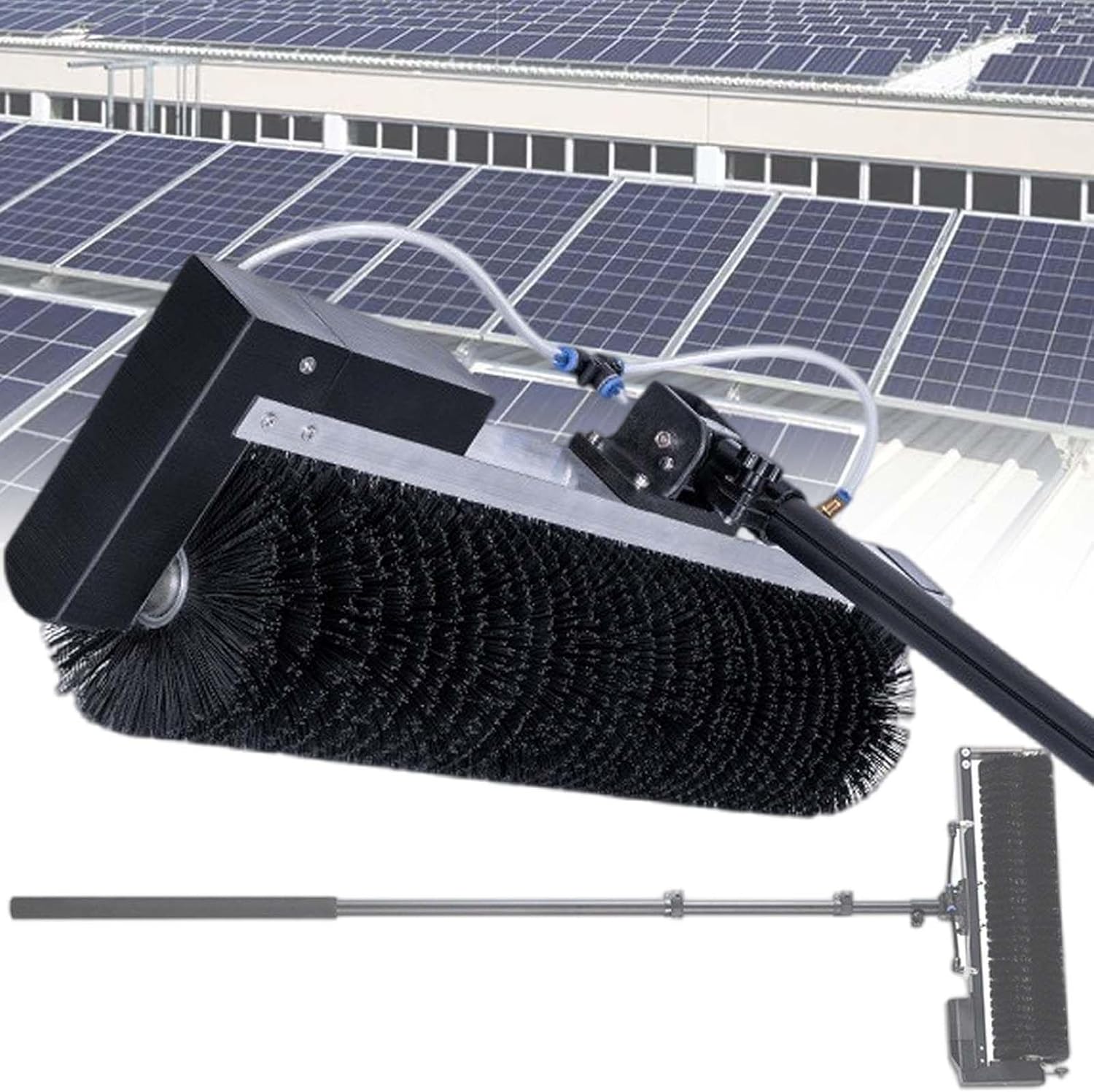 Outdoor Glass Cleaning Water Brush,Electric Solar Photovoltaic Panel Cleaning Machine Handheld,w/3.5 m 5.5 m 7.5 m Adjustable Aluminum Pole,Wired-3.5m/11.4ft