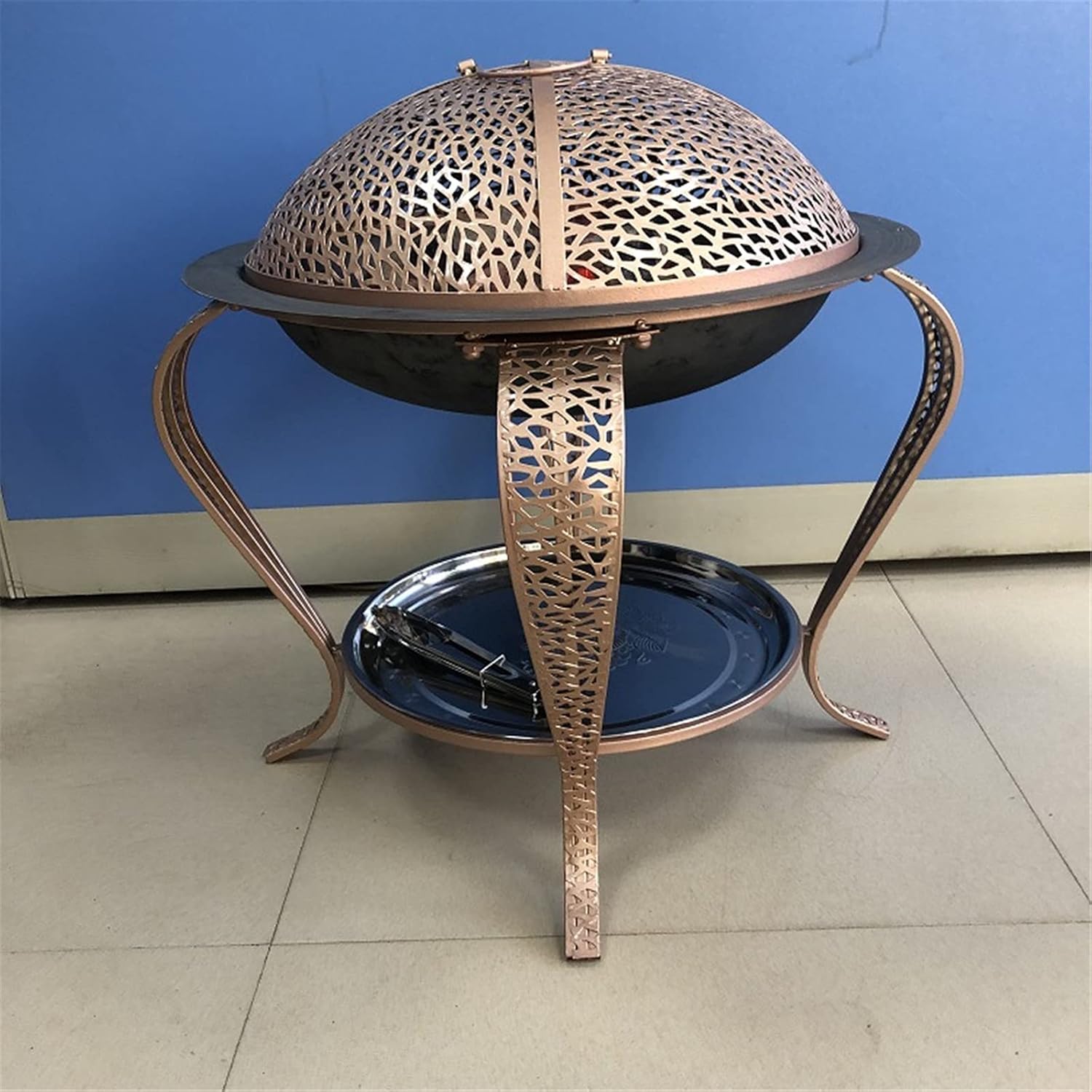 Outdoor Brazier Household Coal Outdoor Barbecue Grill Carbon Stove Charcoal Brazier Grill Stove Room (Color : Gold Size : 56x56x45cm) (Rose Gold 56x56x45cm)