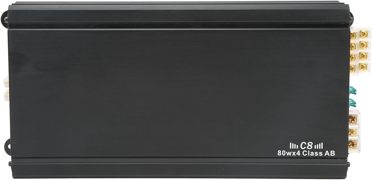 Car Amplifier, 4 Channel Car Audio Amp Class AB 80W 4 Ohm 12V, Stereo Power Amplifier Module for Vehicle Sound System, Subwoofer Amp for Car Van SUV Truck Boat Audio