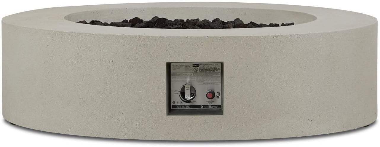 BBQGuys Signature La Valle 43-Inch Round Propane Fire Table - Flint - 1593LP-FLNT