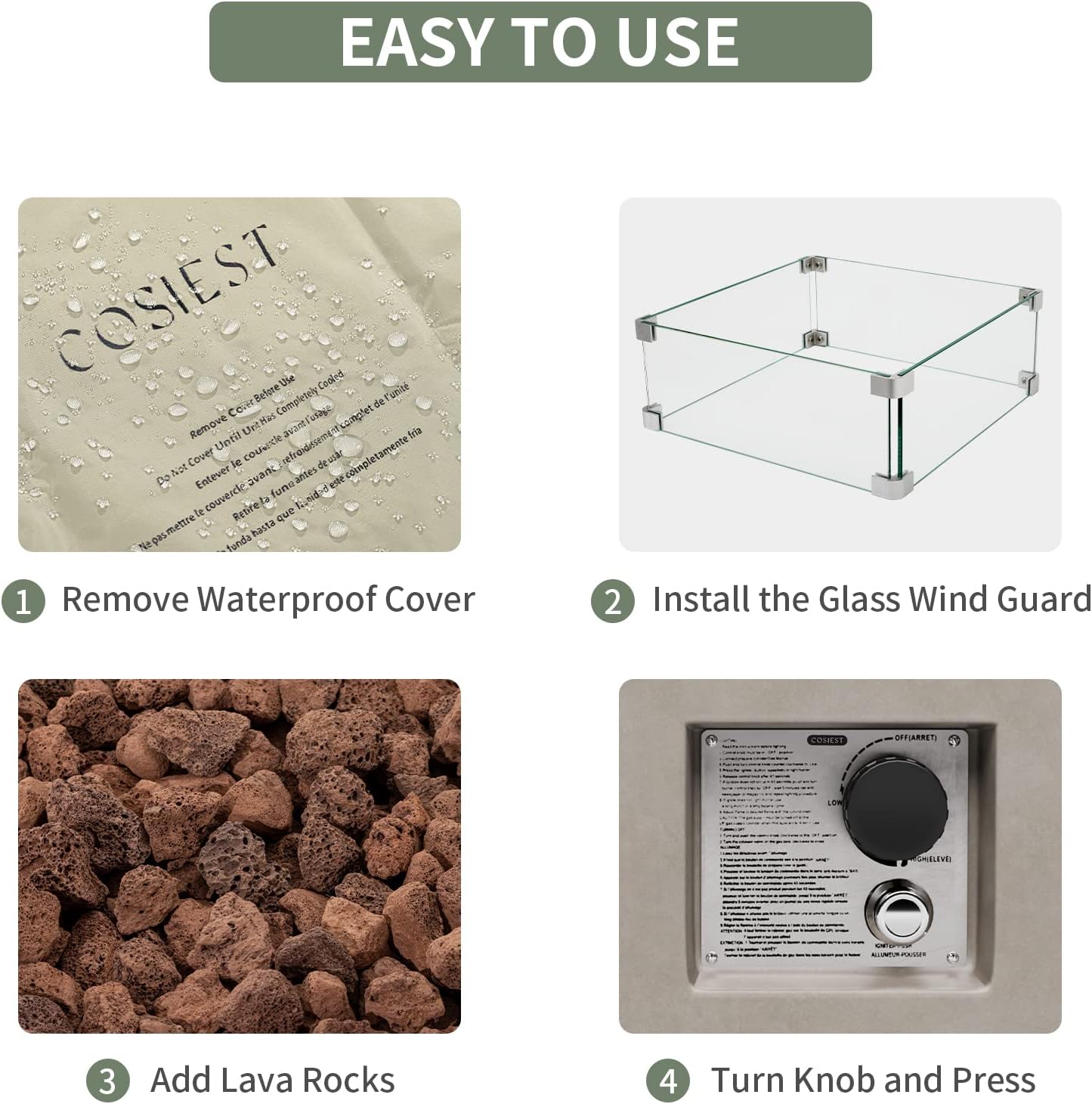 COSIEST Outdoor Propane Fire Pit Table 56