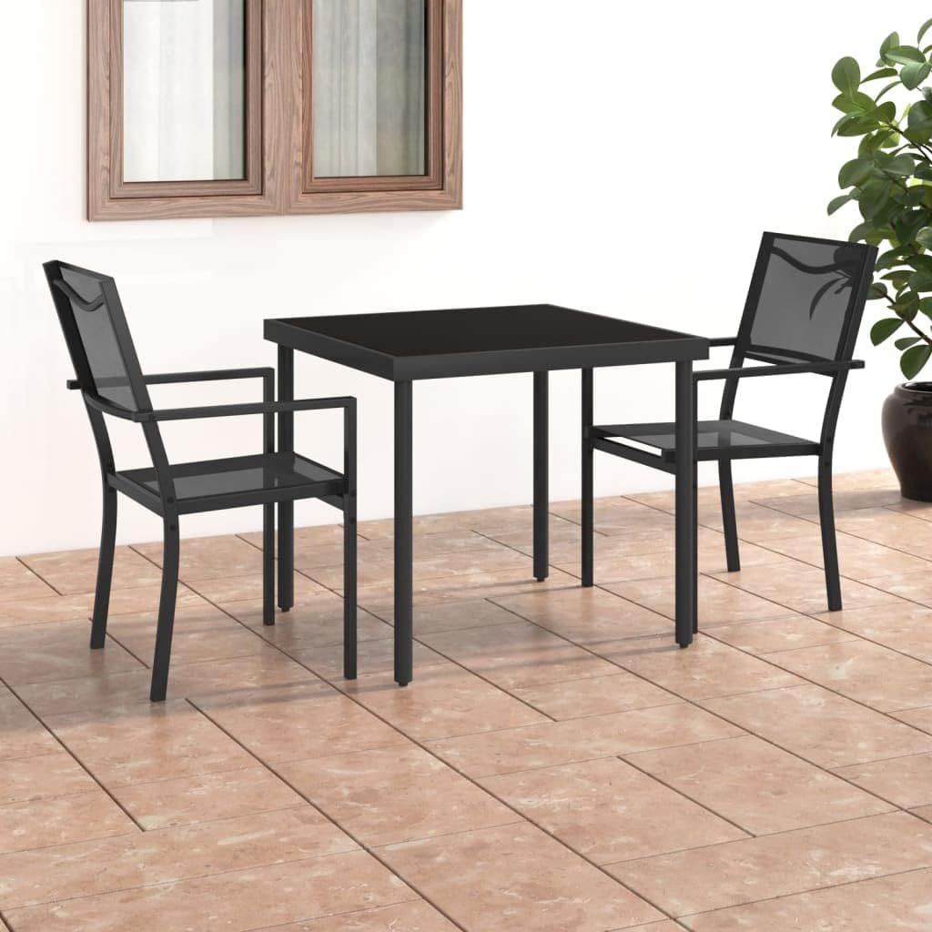 Furniture Sets 3 Piece Patio Dining Set Steel,Stylish Outdoor Dining Set: Durable Steel Frame, Tempered Glass Table, Comfortable Chairs Garden Conversation Sets