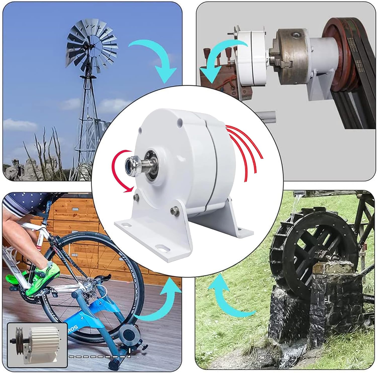 48v, 5000W Portable Vertical Axis Wind Turbines Generator Kit, 12V 24V 48V 220V Permanent Magnet Electric Motor Generator DIY AC Alternator Permanent Magnet Motor