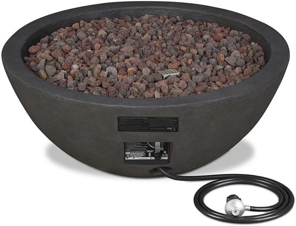 Home Square 2-Piece Set with Propane Fire Pit Bowl and Fire Glass