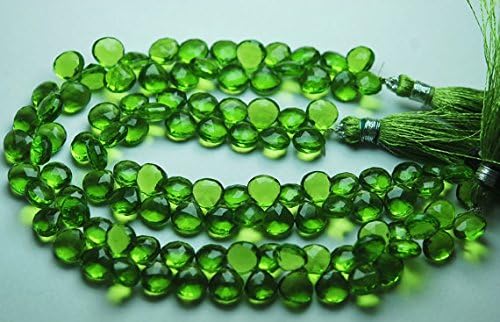 13 inch natural beads strand of 8mm faceted heart green quartz gemstone briolletes beads for DIY jewelry - necklace, bracelet, earring, ring.