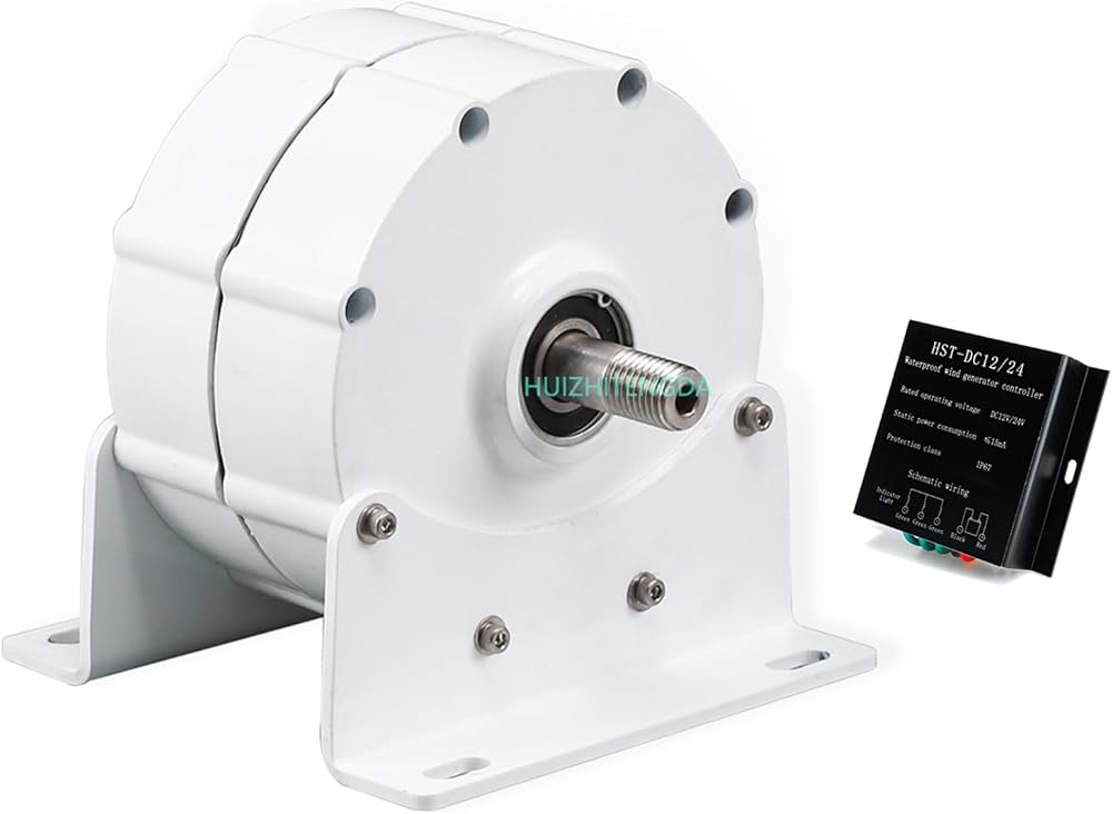 300Rpm 12V 24V 48V 2000W DC Generator Permanent Magnet Alternator Coreless Maglev for Solar Panel Wind Turbine (White)