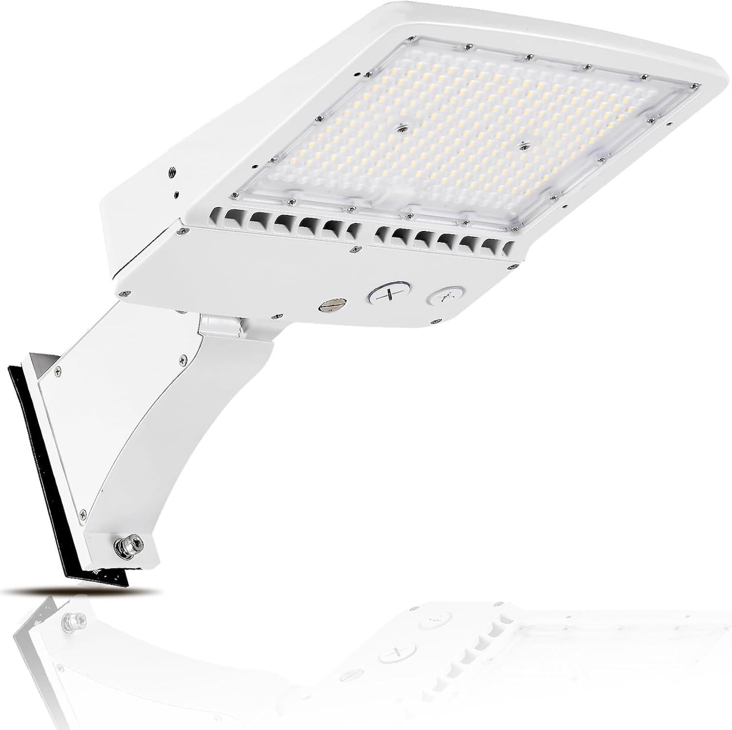 150W LED Parking Lot Light, 5000K 21000LM LED White Shoebox Area Light [600W MH/HPS Equiv.], Outdoor Pole Flood Lighting with Arm Mount, IP65 10KV Surge Protection, AC100-277V UL&DLC Listed