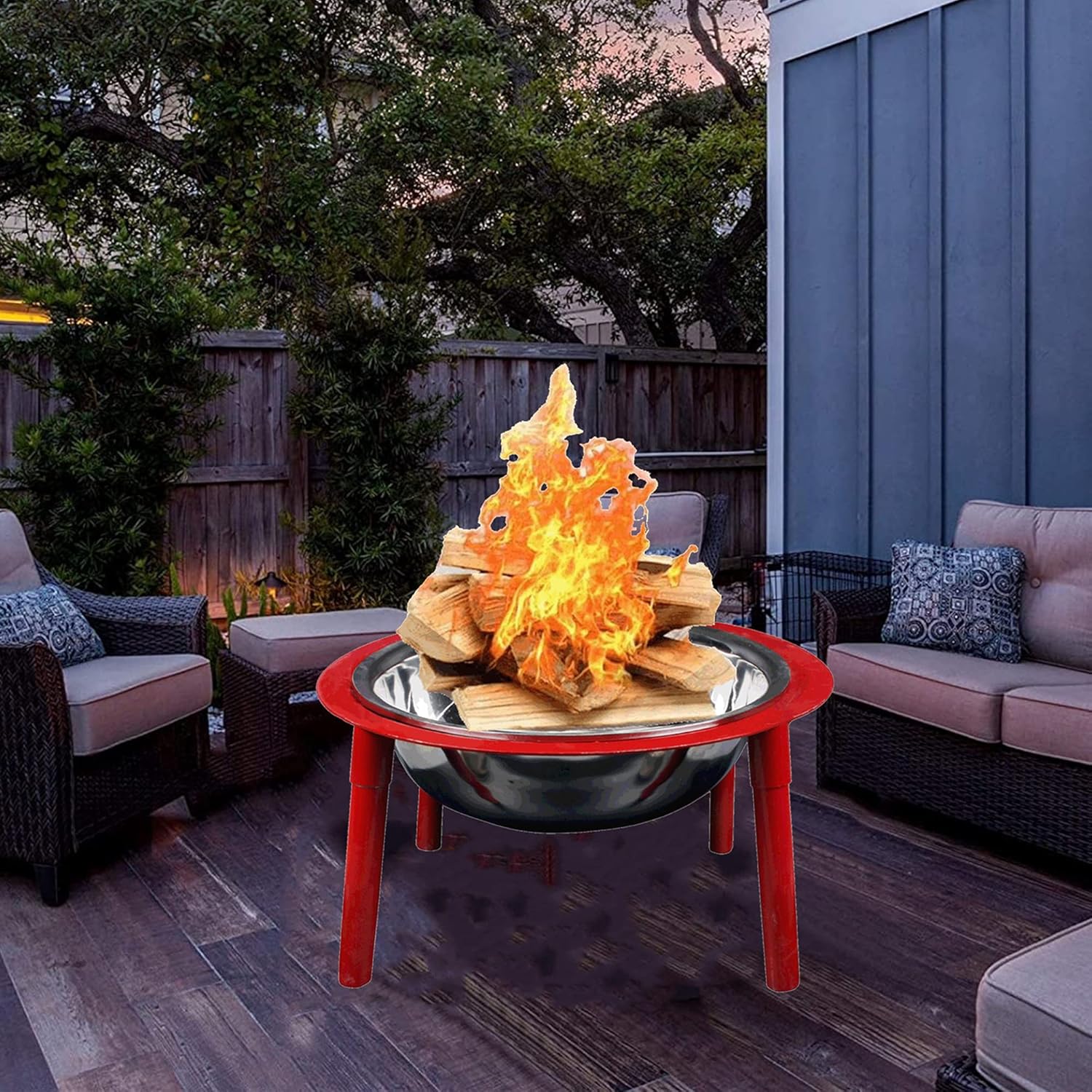 Fire Pit Standing & Bowls, Wood Burning Steel Grill Firepit Bowl, Patio Heater Fireplace