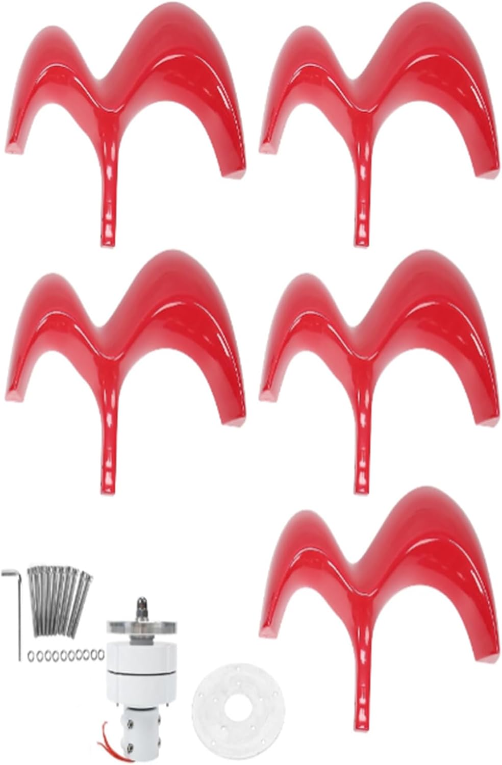 100W-3000W Red Vertical Wind Turbine Generator Kit, AC 12V 24V 48V Start Speed Wind Turbine Generator with Controller 5 Blades for Outdoor Street Lights