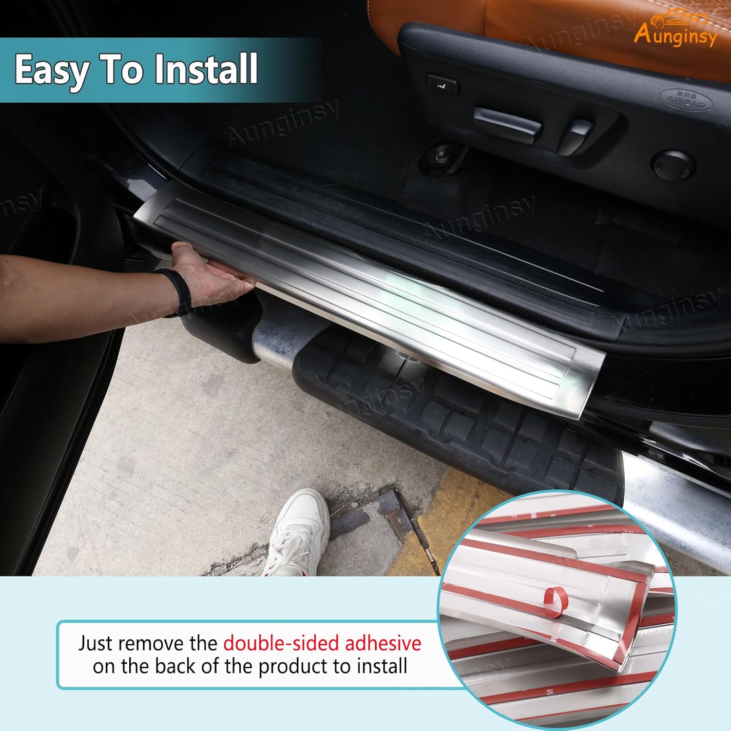 Car Door Sill Plate Protectors Compatible with Toyota Tundra 2007-2021 Car Door Entry Guards Sill Scuff Cover Step Protector Door Sill Scuff Plate Door Sill Cover Decoration Trim Internal Accessories