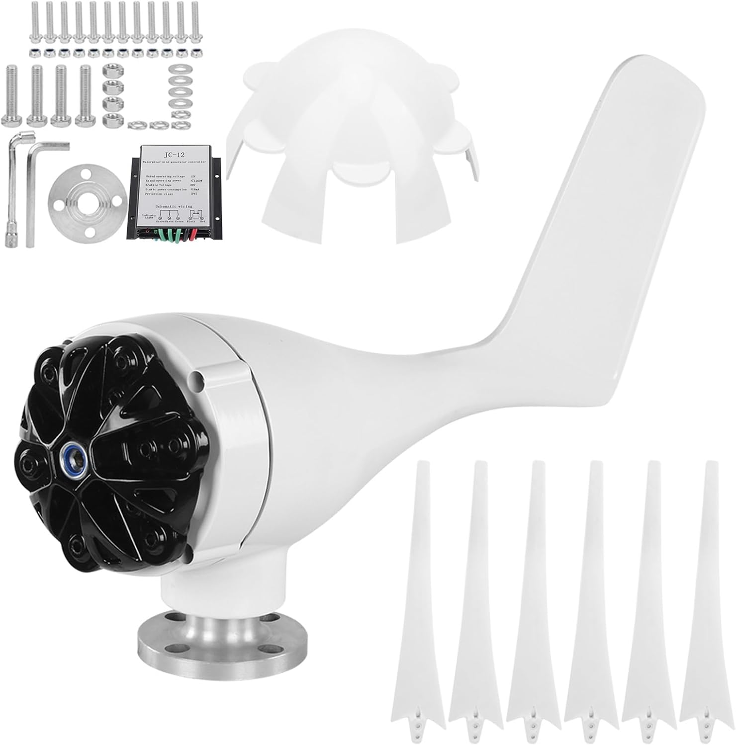 Professional Wind Turbines, 6 Blade Professional Wind Turbines Small Windmill Generator 1600W Industrial, Solar And Wind Power Parts And Accessories (12V)