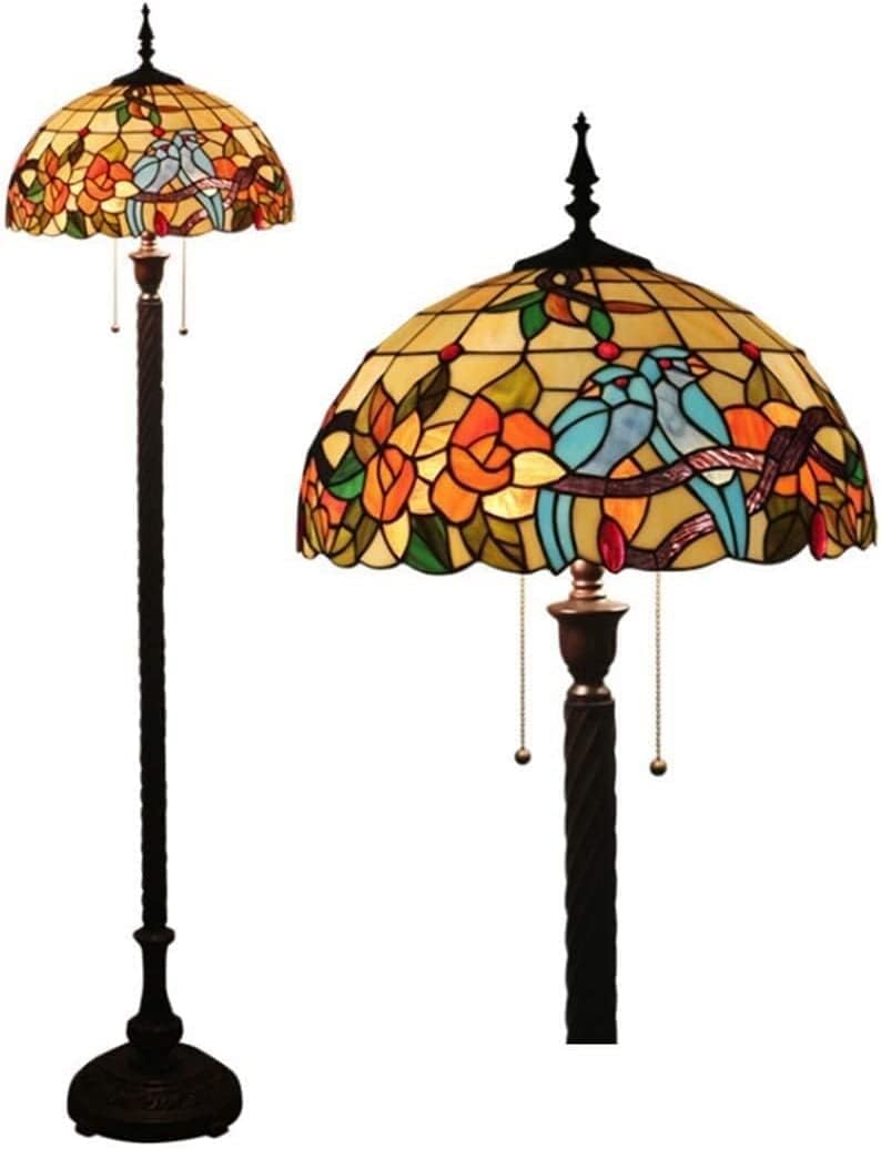 Tiffany-Style Floor Lamp Standlamp Tiffany-Style 16 Inch Readfloor Lamp Table Desk Standlightin Retro Stained Glass Floor Floodlight Bedroom Antique Art Lightzip E27 110