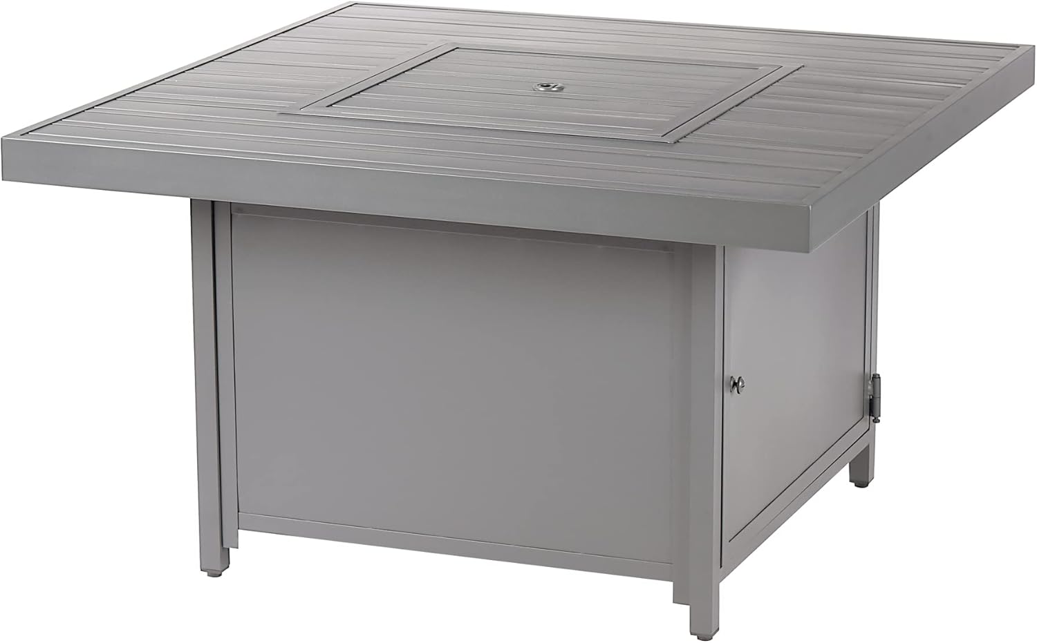 Square 42 in. x 42 in. Aluminum Propane Fire Pit Table with Glass Beads, Two Covers, Lid, 57,000 BTUs in Grey Finish