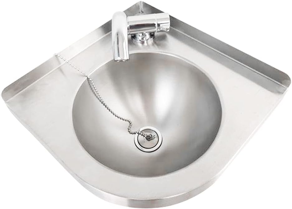 Triangular Stainless Steel Sink,Bathroom Sink Wall Mount Corner Small Sink,Corner Sink Mini Vanity Space Kitchen Sink Basin for Kitchen Bathroom Lavatory, Single Bowl Sin,with Faucet -Small