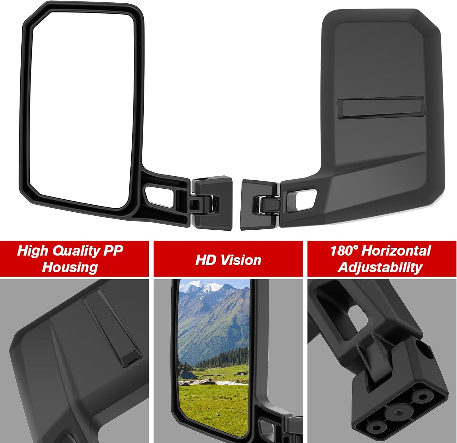 Side Mirrors for Can-Am Defender, Adjustable Side Rearview Mirror for Can-Am Defender HD5 HD7 HD8 HD9 HD10 2016-2025 Accessories, Fit with No Door & Half Door & Full Door, Replace #715008100