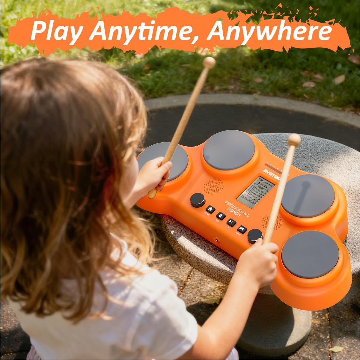 PD405 Electronic Drum Set 4 Velocity Sensitive Electric Drum Pads With 163 Sounds, Built-in Speaker, Pedals, Drum Sticks, Christmas Gift